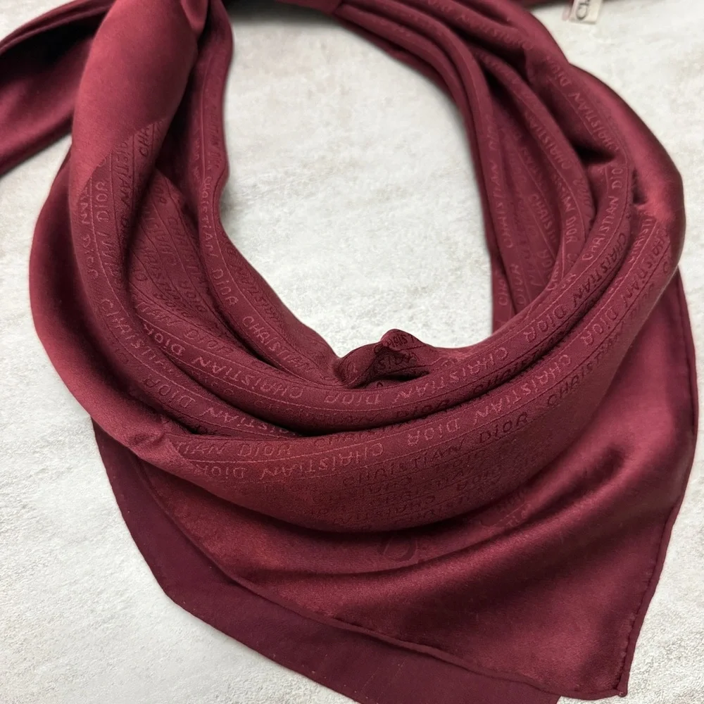 Dior Rich Burgundy Vintage silk Scarf